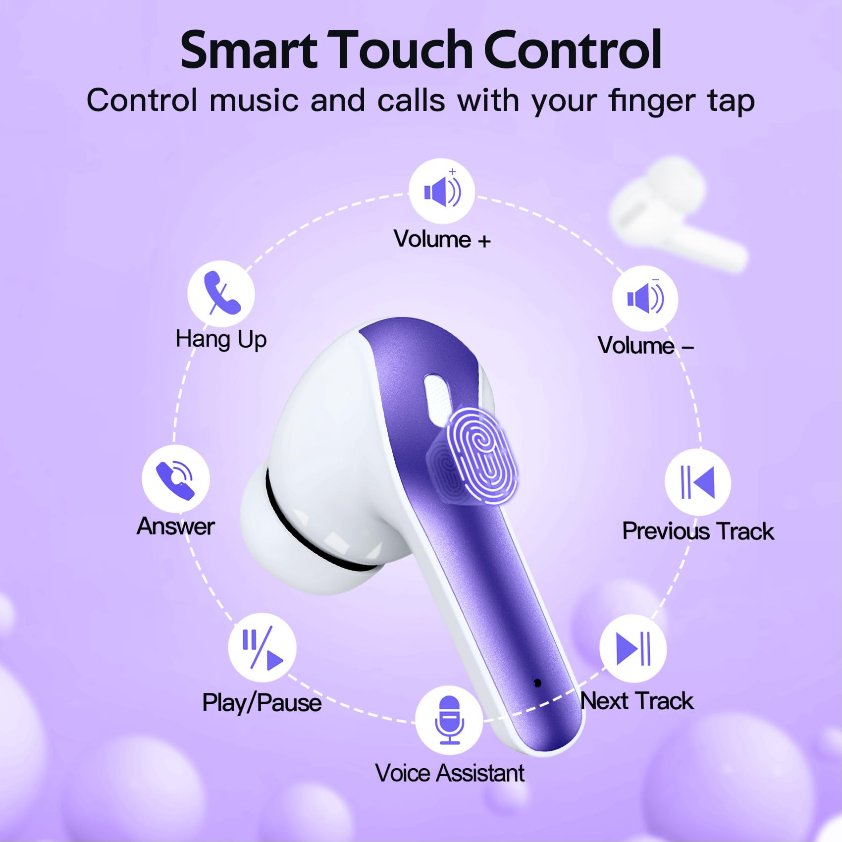 TAGRY 2 Pairs True Wireless Bluetooth Earbuds - X08 Ocean Blue & Phantom Purple, 60H Playtime, Wireless Charging Case, Built-in Mic, IPX5 Waterproof - Perfect for Gym, Running, Workouts & Commuting