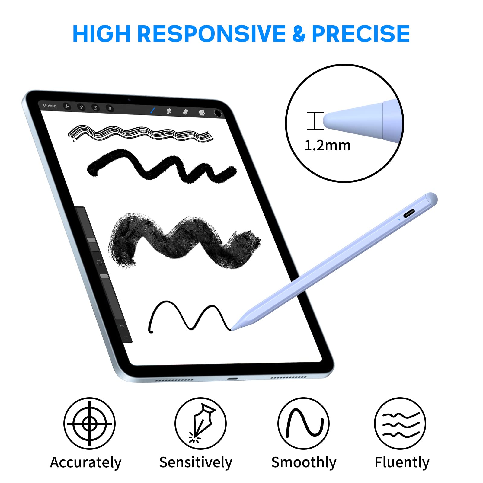 NTHJOYS Magnetic Active Stylus Pen for Apple iPad/Pro/Air/Mini, iPhone & Android Tablets - Fine Point Precision for Writing, Drawing & Note-Taking - Perfect for Artists, Students & Professionals