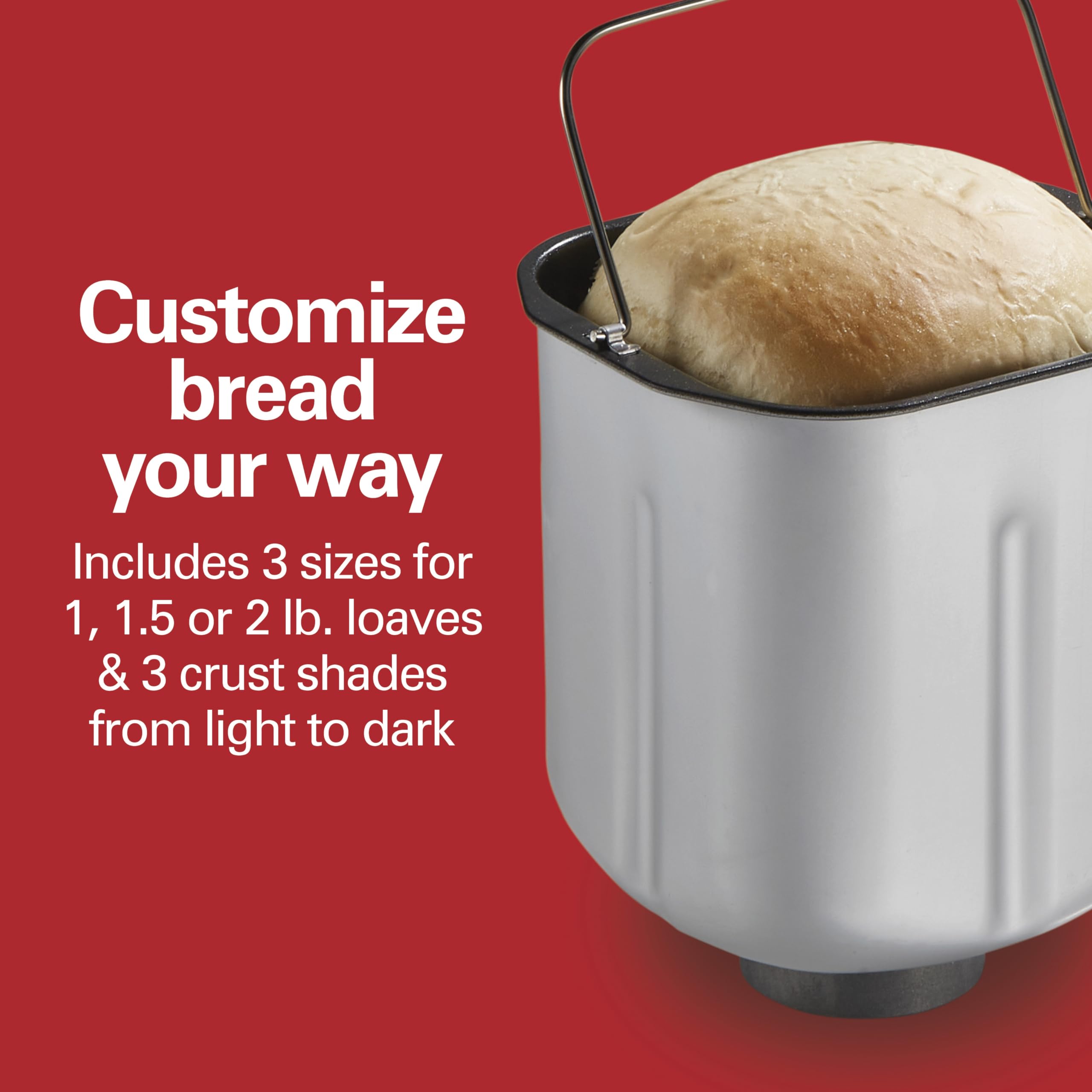 Hamilton Beach 2 lb Digital Electric Bread Maker Machine - Artisan & Gluten-Free Bread, 14 Preset Programs, White & Stainless Steel (Model 29987) - Perfect for Home Baking, Gifts, and Healthy Eating