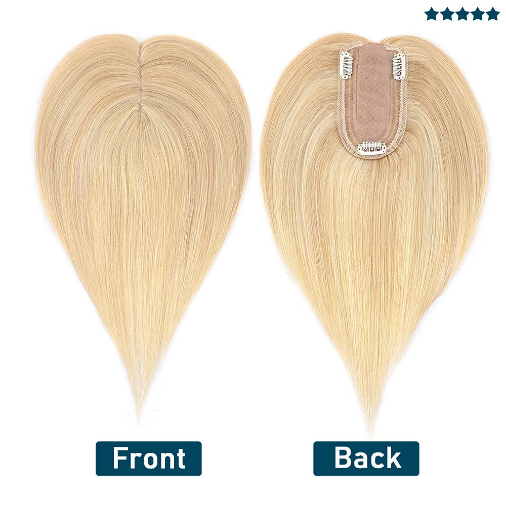 SEGO 100% Real Human Hair Toppers for Women - No Bangs Clip-In Hairpiece for Thinning Hair, 150% Density Silk Base with 3 Clips - Perfect for Hair Loss Coverage & Gray Hair Concealment | Great for Daily Wear, Special Occasions & Confidence Boosting