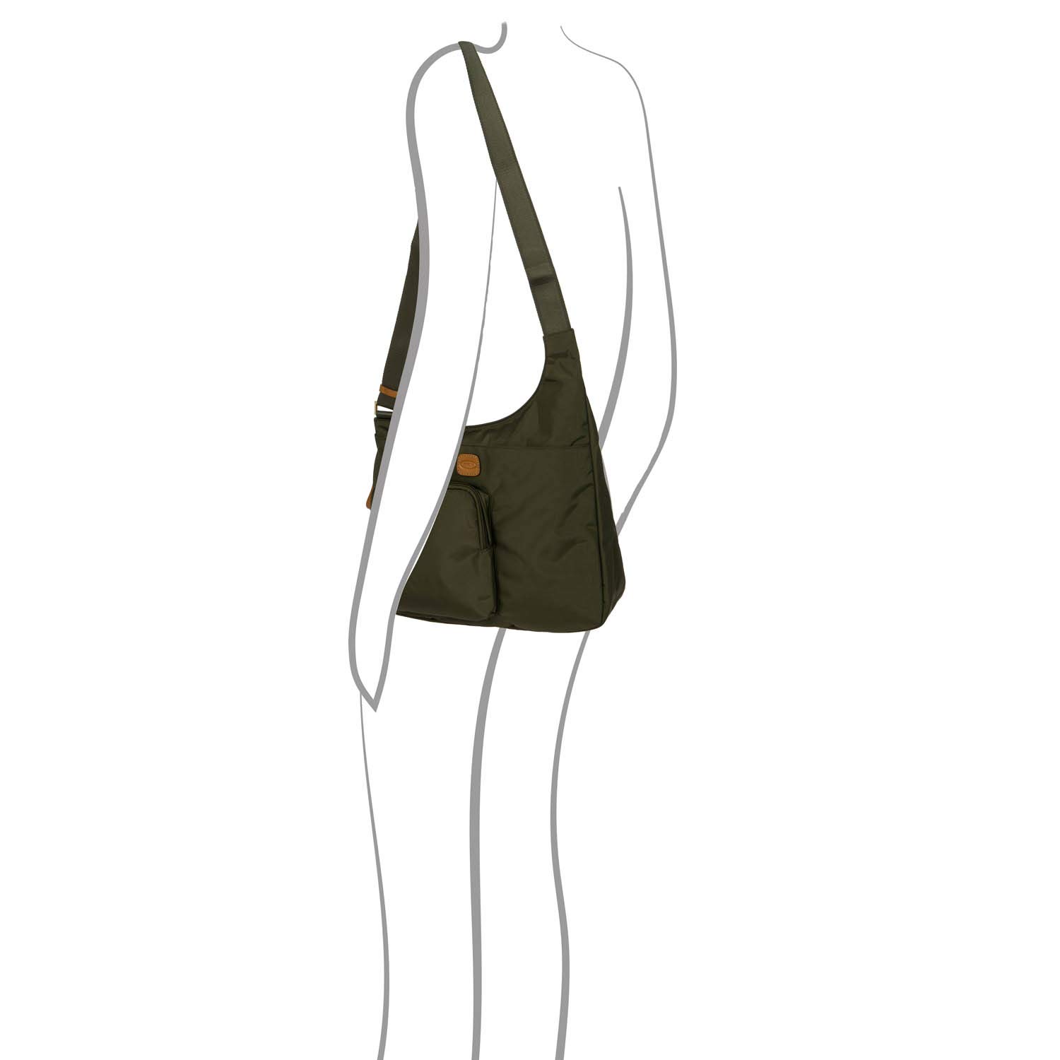 Bric's 2.0 X-Bag Hipster Envelope Shoulder Bag for Women - Olive Green Travel Purse & Crossbody Bag - Perfect for Work, Travel & Everyday Use