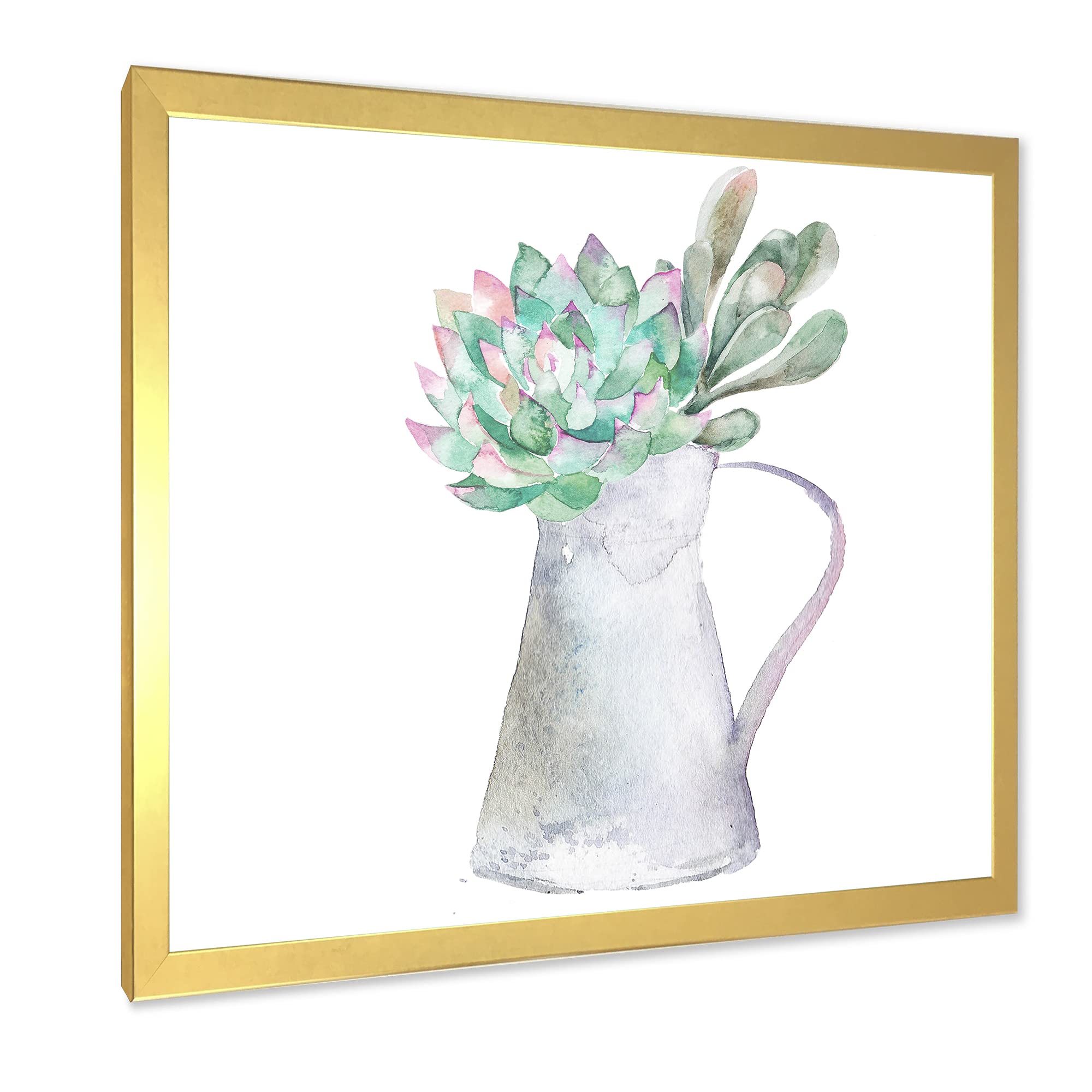 DesignQ Succulent Home Plant Traditional Framed Wall Art - Elegant Botanical Decor for Living Room, Bedroom & Office