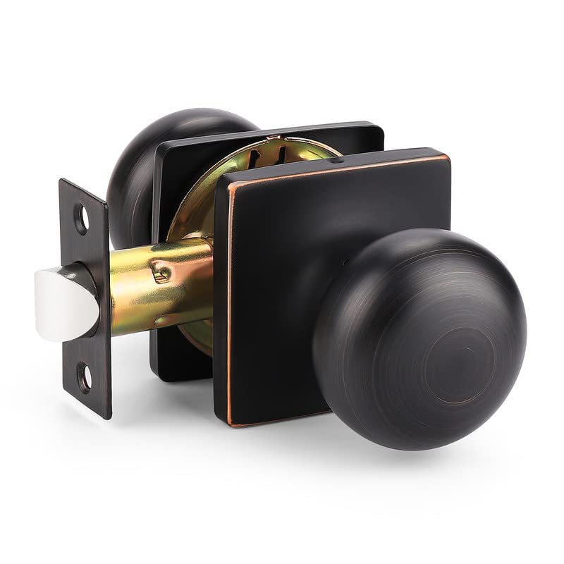 Mengico 5 Pack Oil Rubbed Bronze Door Knob Locks - Interior Passage Door Handles for Hallway & Closet (Left or Right Handed) - Perfect for Home, Office, and Apartment Security