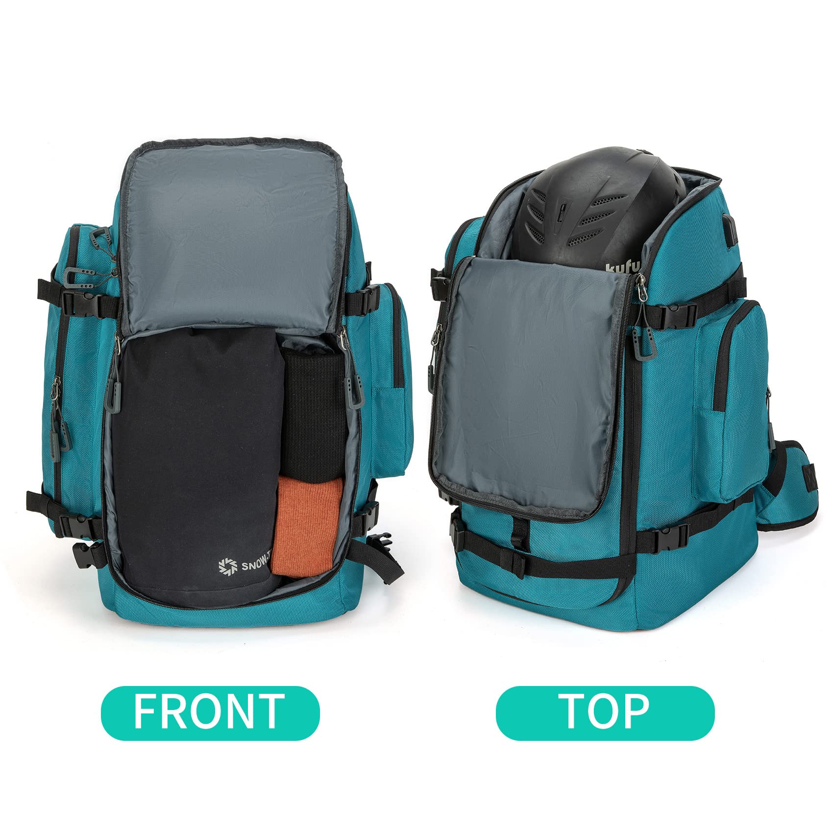65L Waterproof Ski Boot Bag - 1680D Nylon Padded Duffle Backpack for Men, Women & Kids - Perfect for Ski Trips, Air Travel & Snowboarding Gear Storage