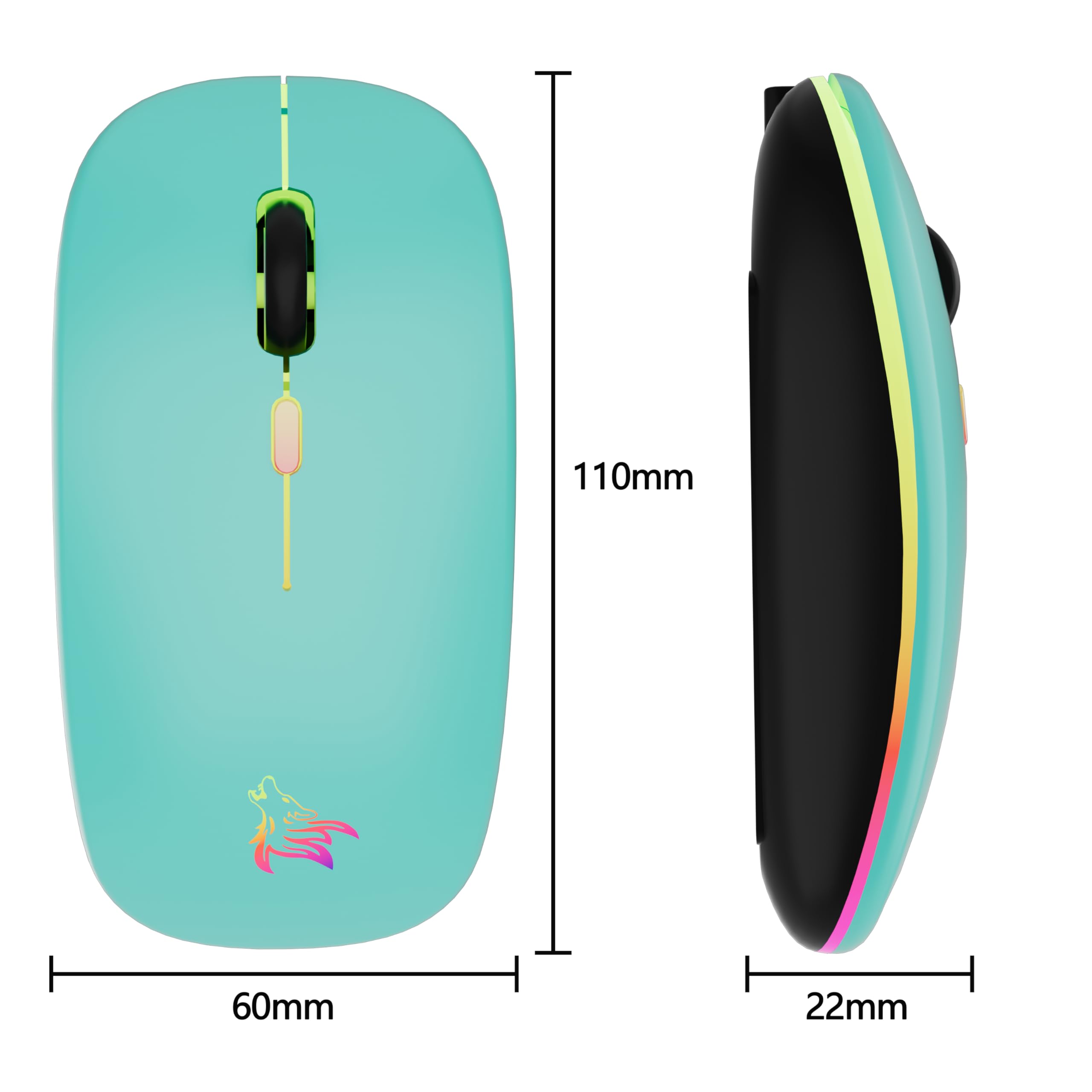 Wireless Rechargeable TQQ Mouse - 7 Color RGB Backlit Gaming Mouse with 2.4GHz USB Mini Receiver, Compatible with Laptop, PC, Computer, Chromebook, Notebook & iPad - Perfect for Gaming, Office Work & Home Use