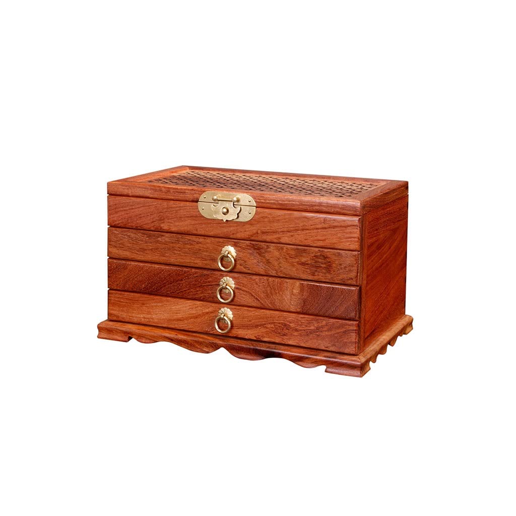 Vintage Chinese Wooden Jewelry Box - 12.4