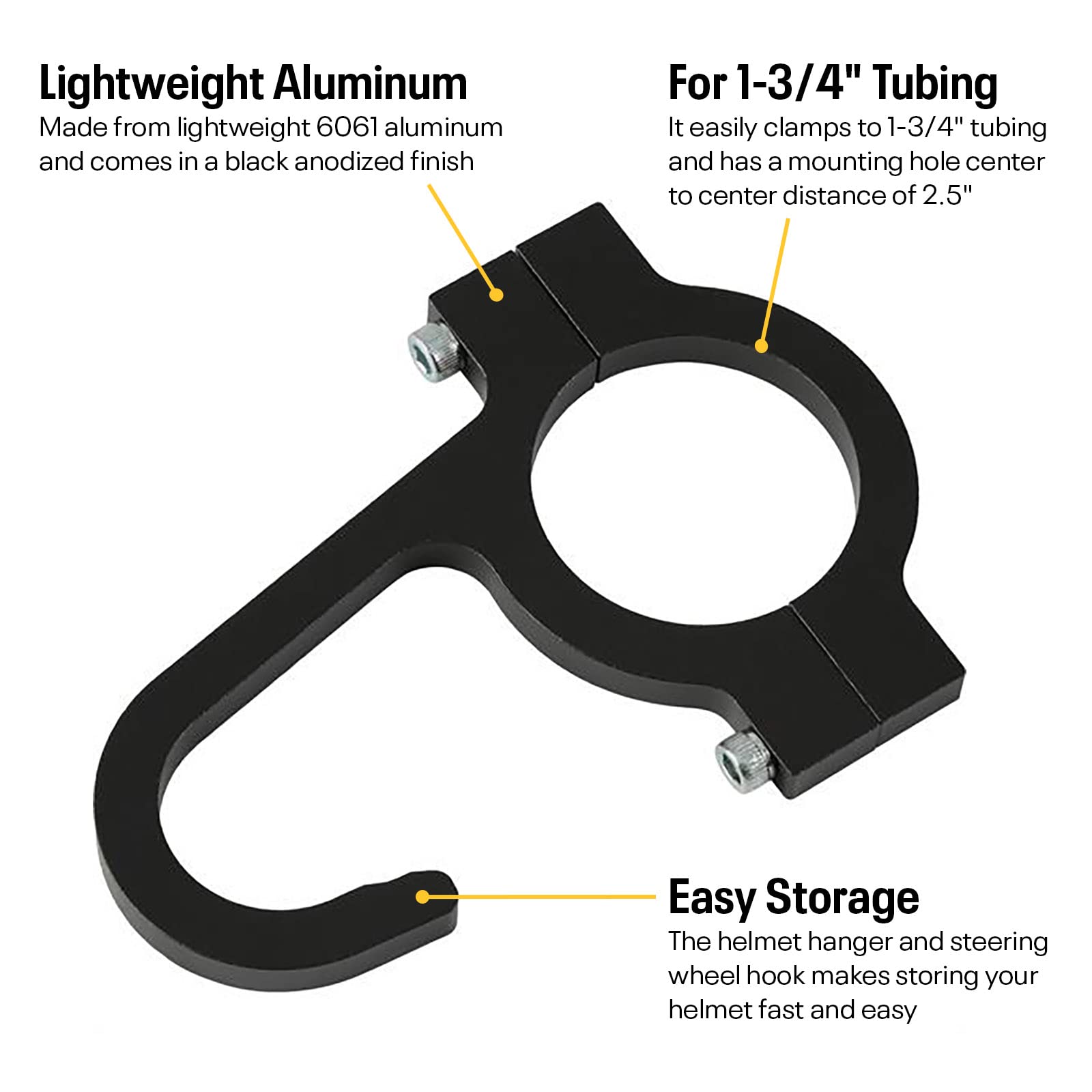 Black Helmet & Steering Wheel Hooks (2-Pack) - Car & Bike Storage