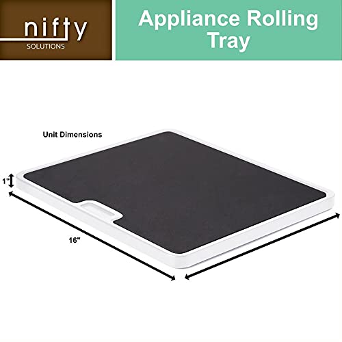 Large Rolling Tray for Kitchen Appliances - White Counter Organizer with Non-Slip Surface & Smooth Wheels | Perfect for Coffee Makers, Stand Mixers, Blenders, Toasters | Ideal for Small Kitchen Spaces & Countertop Organization