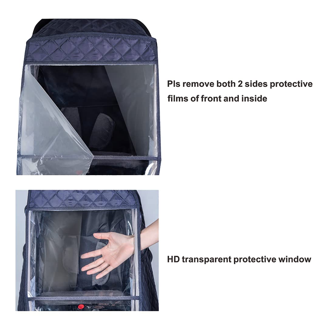 Universal Baby Stroller Rain Cover - Waterproof Winter Weather Shield for Travel Strollers & Pushchairs | Protects from Snow, Wind, Sun & Dust | Navy Blue | Ideal for Cold Weather, Outdoor Walks & Shopping Trips