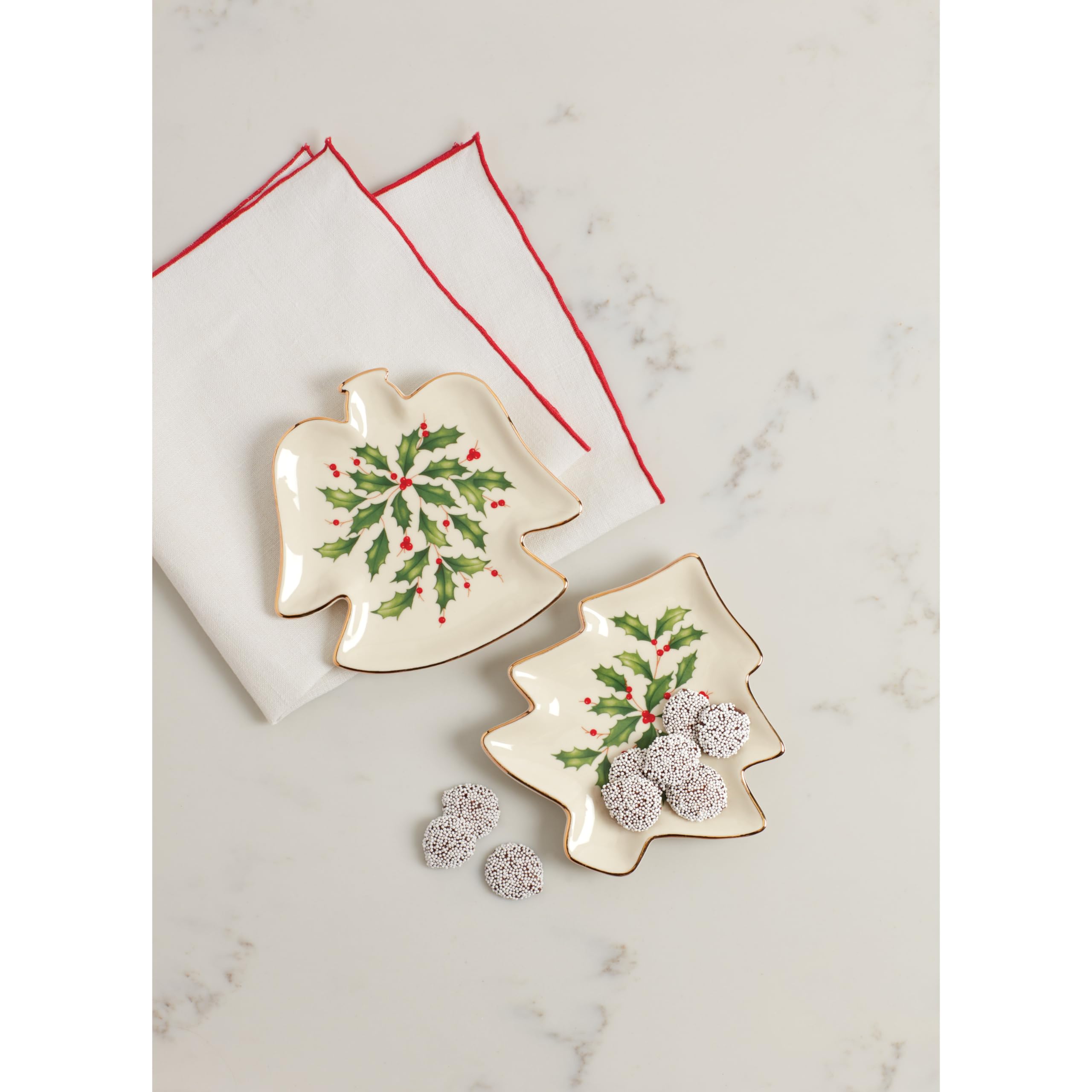 Lenox 879592 Holiday Tree Shaped Party Plate - 12 Pack Christmas Dinner Plates for Festive Gatherings, Holiday Entertaining & Christmas Decorations