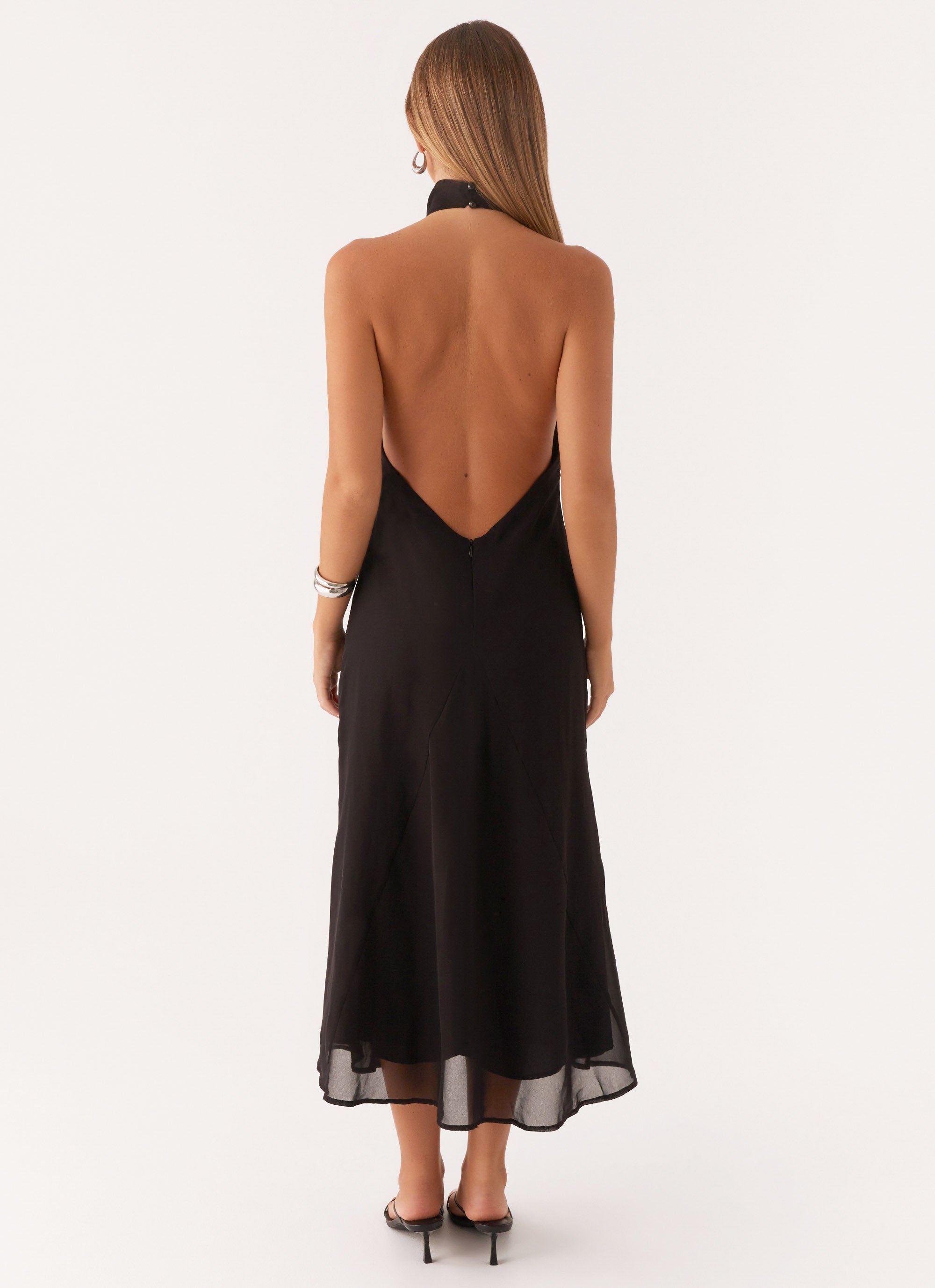 Emmalyn Black Midi Dress for Women - Elegant Knee-Length Party & Cocktail Dress for Evening Events, Weddings & Date Nights