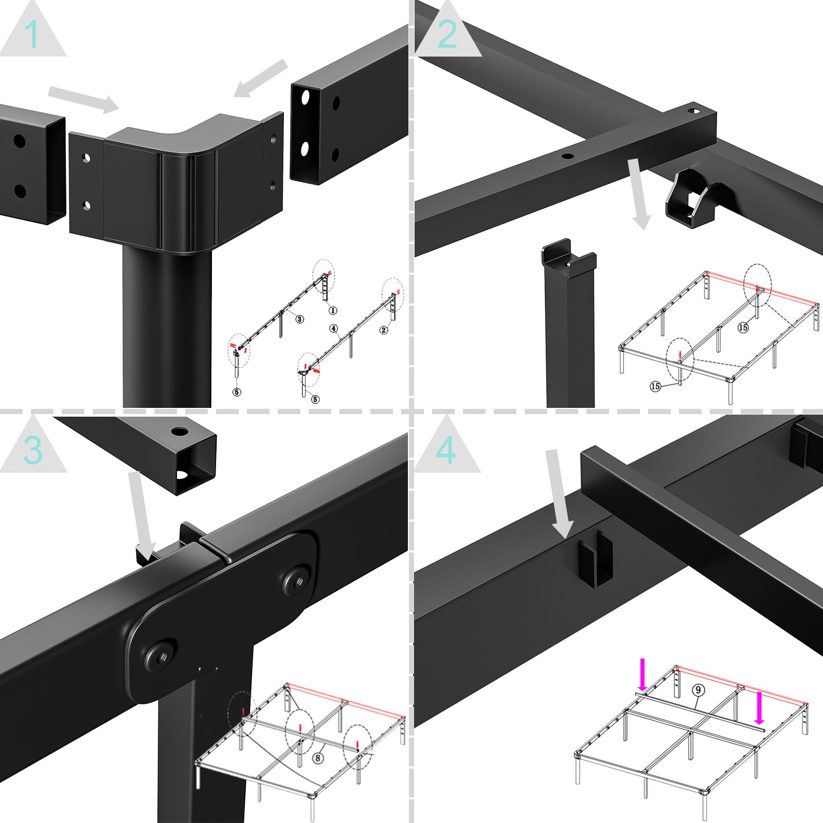 **Heavy Duty 18 Inch Queen Metal Bed Frame - No Box Spring Needed, Easy Assembly, Noise-Free Platform Bed - Perfect for Master Bedrooms, Guest Rooms & Apartments (Black, Model 4004-18B)**