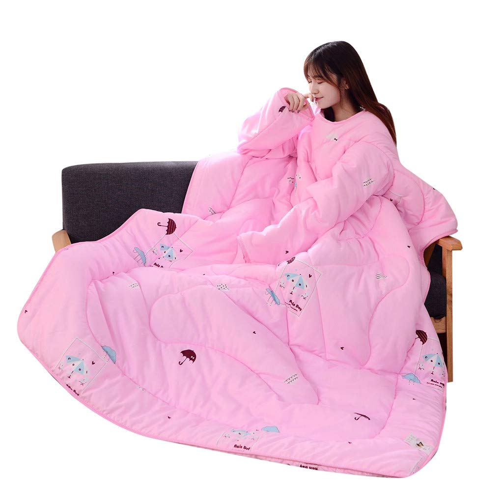 Callm Winter Lazy Quilt with Sleeves - Extra Warm Thickened Washed Blanket (120x160cm/47x63in) - Cozy Fleece Throw for Sofa Lounging, Bed Reading & Cold Weather Snuggling
