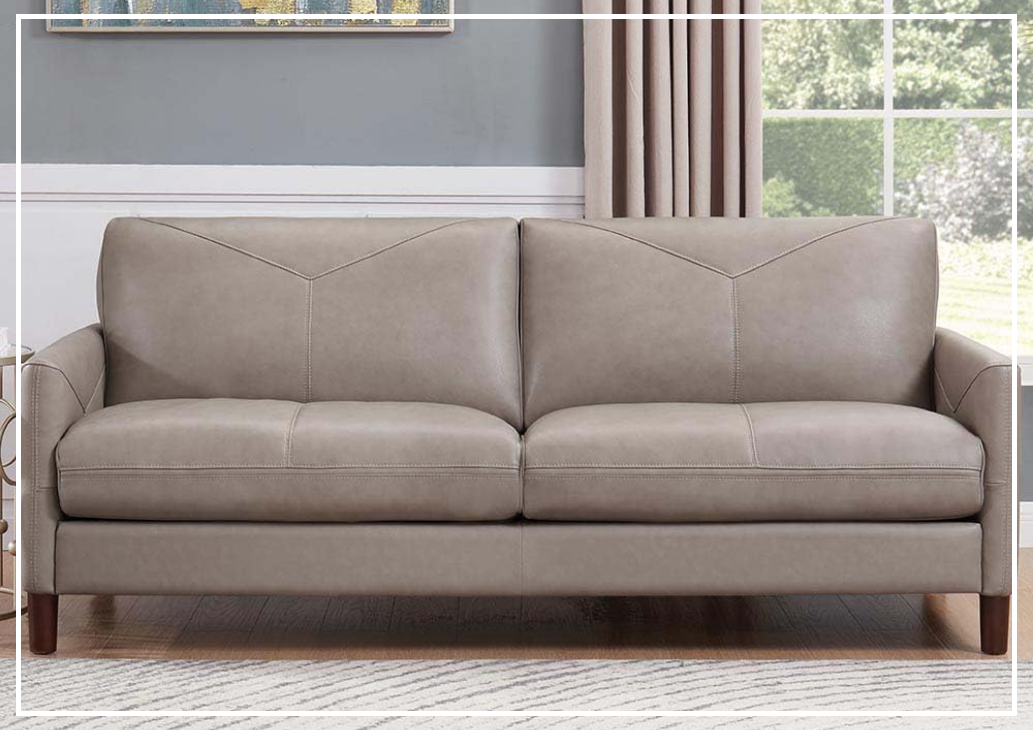 Premium Hydeline Yorkdale 3-Seater Leather Sofa - Top Grain Genuine Leather, Comfortable Stationary Couch for Living Room, Family Room & Office
