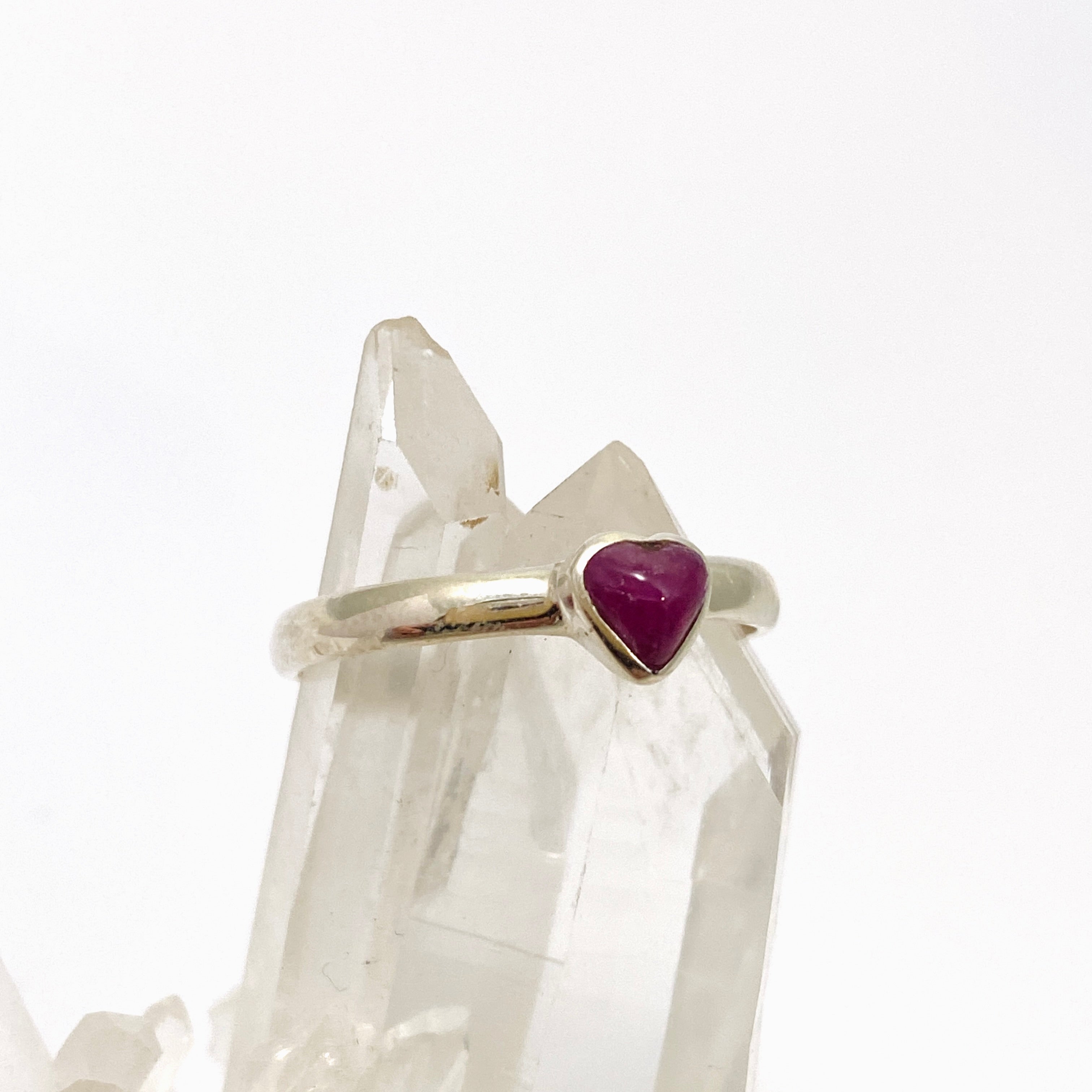 Ruby Heart Cabochon Petite Ring Size 9.5 PRGJ700 - Elegant Sterling Silver Jewelry for Women, Perfect for Valentine's Day Gifts & Romantic Occasions