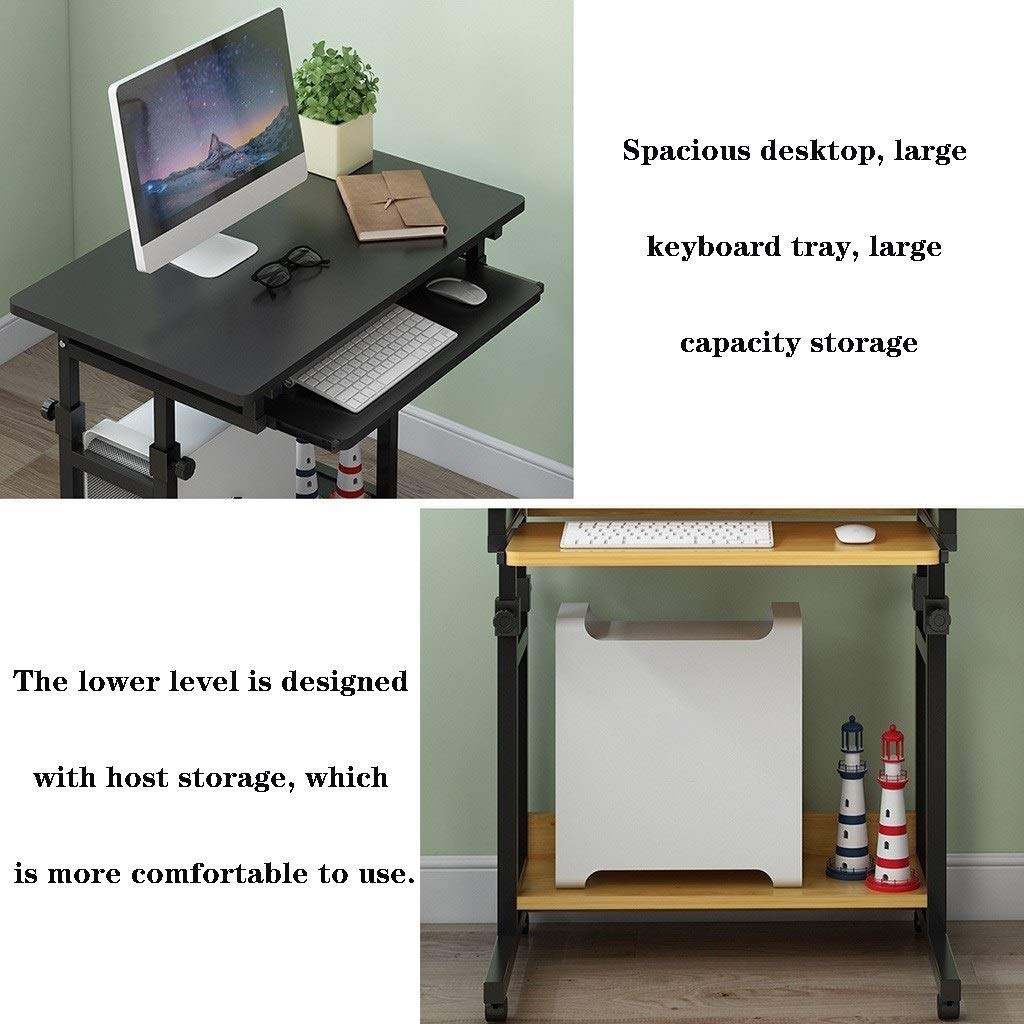 Modern Simple Style Computer Desk with Keyboard Tray - Adjustable Height Home Office Desk, Liftable Writing Table for Bedroom & Small Spaces (Black, 31.5