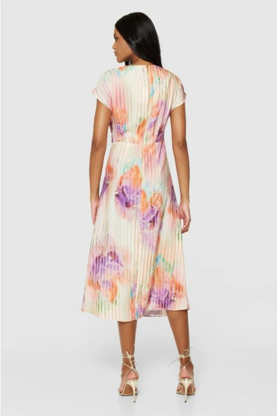 Elegant Christine A-Line Twist Midi Dress in Lilac - Perfect for Weddings, Cocktail Parties & Summer Events