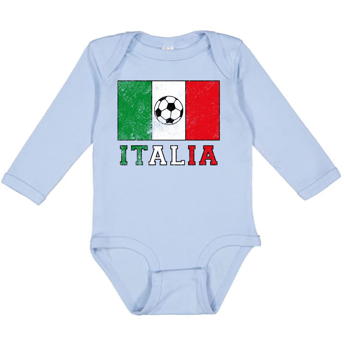 Inktastic Italian Soccer Long Sleeve Baby Bodysuit - Soft Cotton Infant Romper for Boys & Girls - Perfect for Game Day, Family Photos & Nursery Outfits