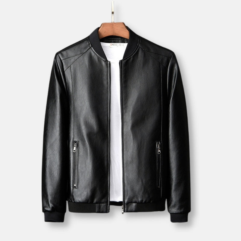 Antonio's Genuine Leather Baseball Jacket for Men - Vintage Style Motorcycle Biker Jacket - Perfect for Casual Wear, Riding & Outdoor Activities
