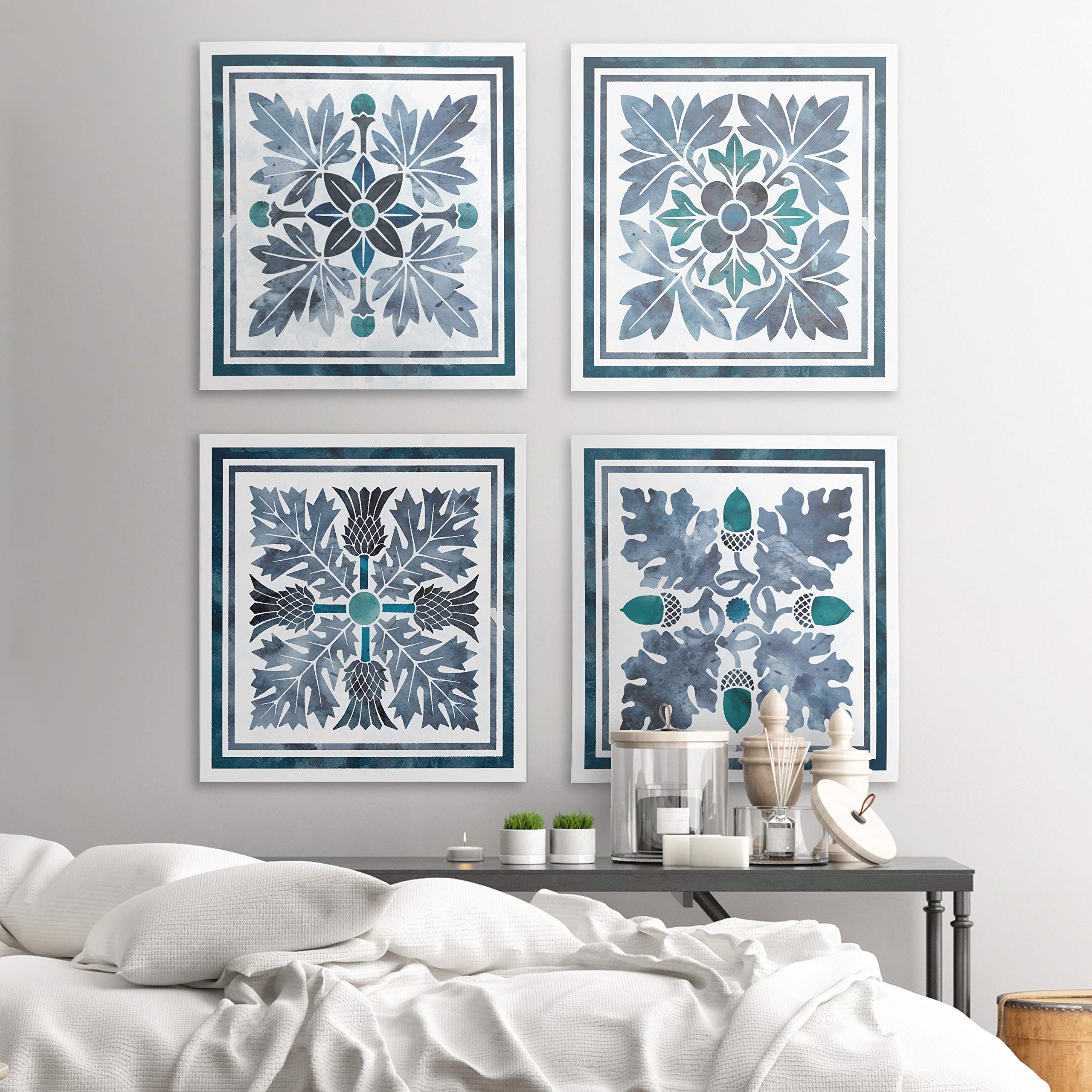 Nature Wash by Carol Robinson - Set of 4 Abstract Gallery Wrapped Canvas Wall Art Prints | Modern Home Decor for Living Room, Bedroom & Office