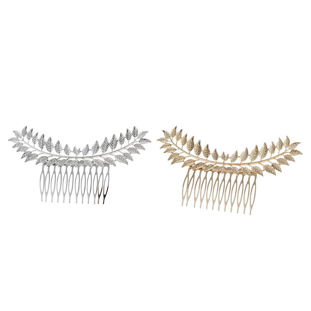 2PCS Hollow Out Leaf Hair Combs - Elegant Leaves Hairpins, Bridal Flower Headpiece & Hair Barrettes for Women - Fashionable Small Alloy Leaf Hair Clips for Side Styling - Perfect for Weddings, Parties & Everyday Wear