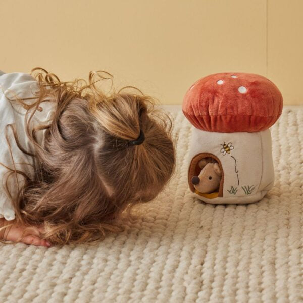 Soft Plush Mushroom House with Hedgehog - Cozy Animal Toy for Kids & Collectors - Perfect for Nursery Decor, Gift Giving & Imaginative Play