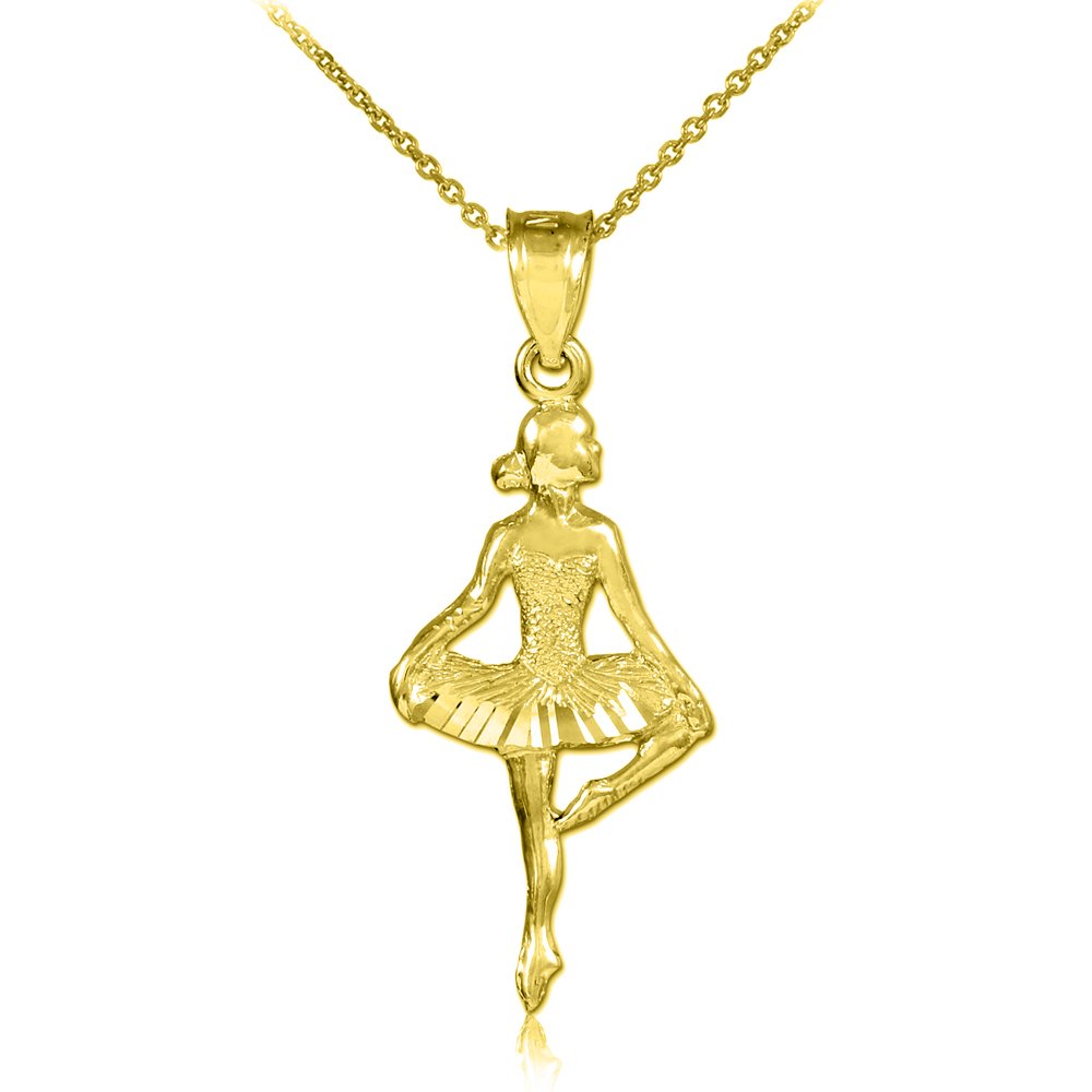 10K Yellow Gold Ballet Dancer Charm Pendant Necklace for Women - Elegant Ballet Jewelry Gift for Dancers, Ballerinas & Dance Lovers - Perfect for Performances, Recitals & Special Occasions