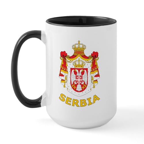 White/Black Inside - Stylized Serbia Large Mug