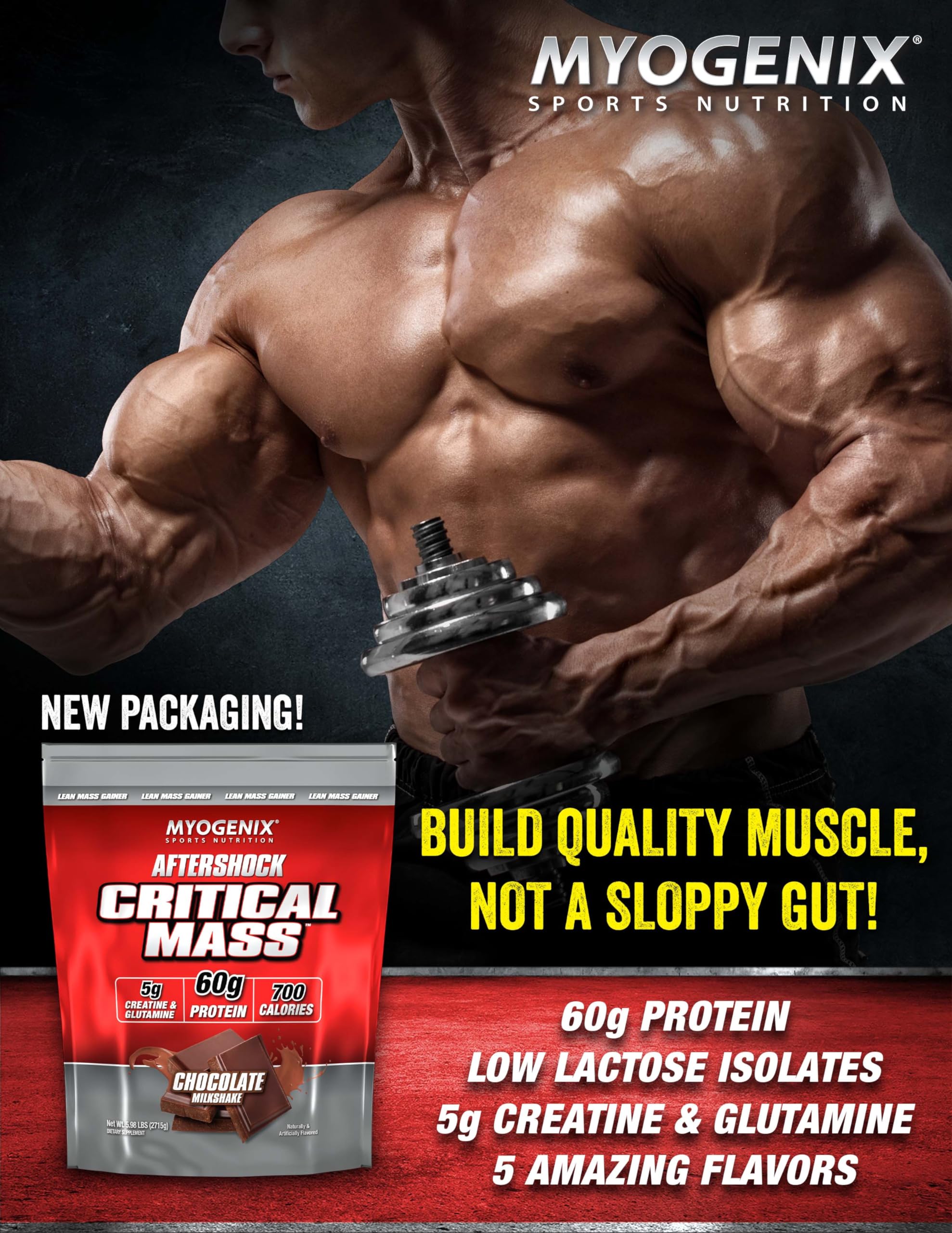Myogenix Critical Mass Vanilla Whey Protein Powder - 6.01 lbs Lactose-Free Weight Gainer for Muscle Growth & Recovery | Post-Workout & Meal Replacement Supplement for Bodybuilders & Athletes