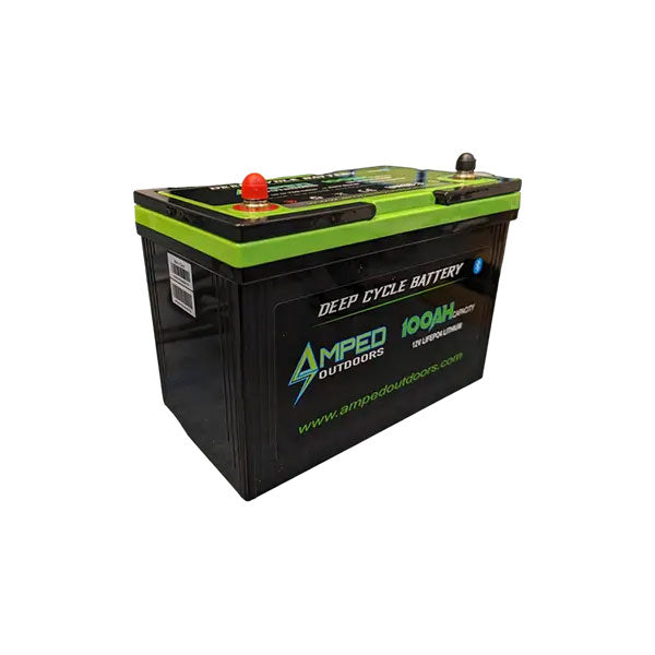Amped Outdoors 12V 100AH LiFePO4 Lithium Battery - Deep Cycle Rechargeable for RV, Marine, Solar & Off-Grid Power Systems