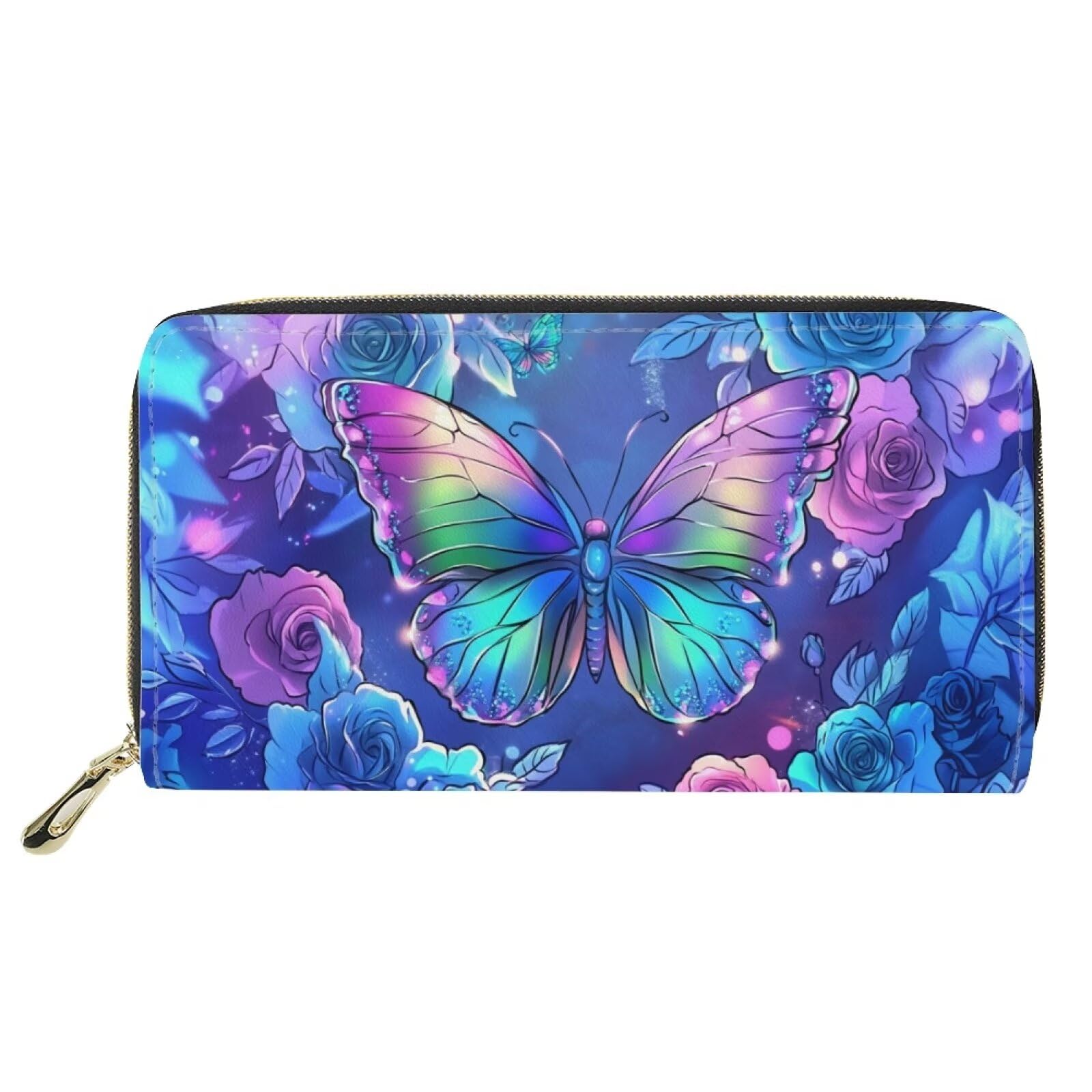 FOR U DESIGNS Women's PU Leather Clutch Purse - Slim Lightweight Wallet with Butterfly Print - Credit Card Holder & Phone Wallet - Perfect for Evening Parties, Travel, and Daily Use