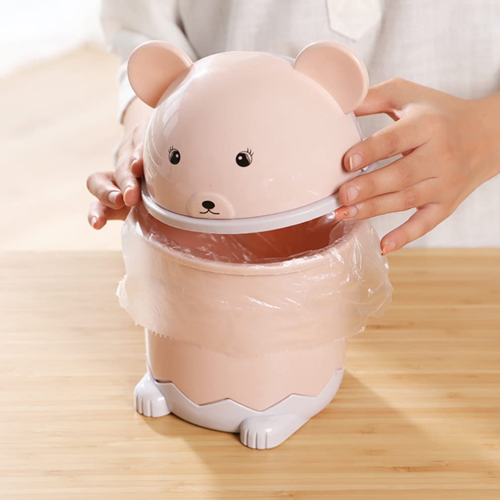 Mini Trash Can with Lid - Small Covered Desktop Waste Basket, Cute Cartoon Garbage Bin for Office, Home & Car (Pink & Blue, 2-Pack) | Perfect for Desk Organization, Bathroom, Bedroom & Kids Room