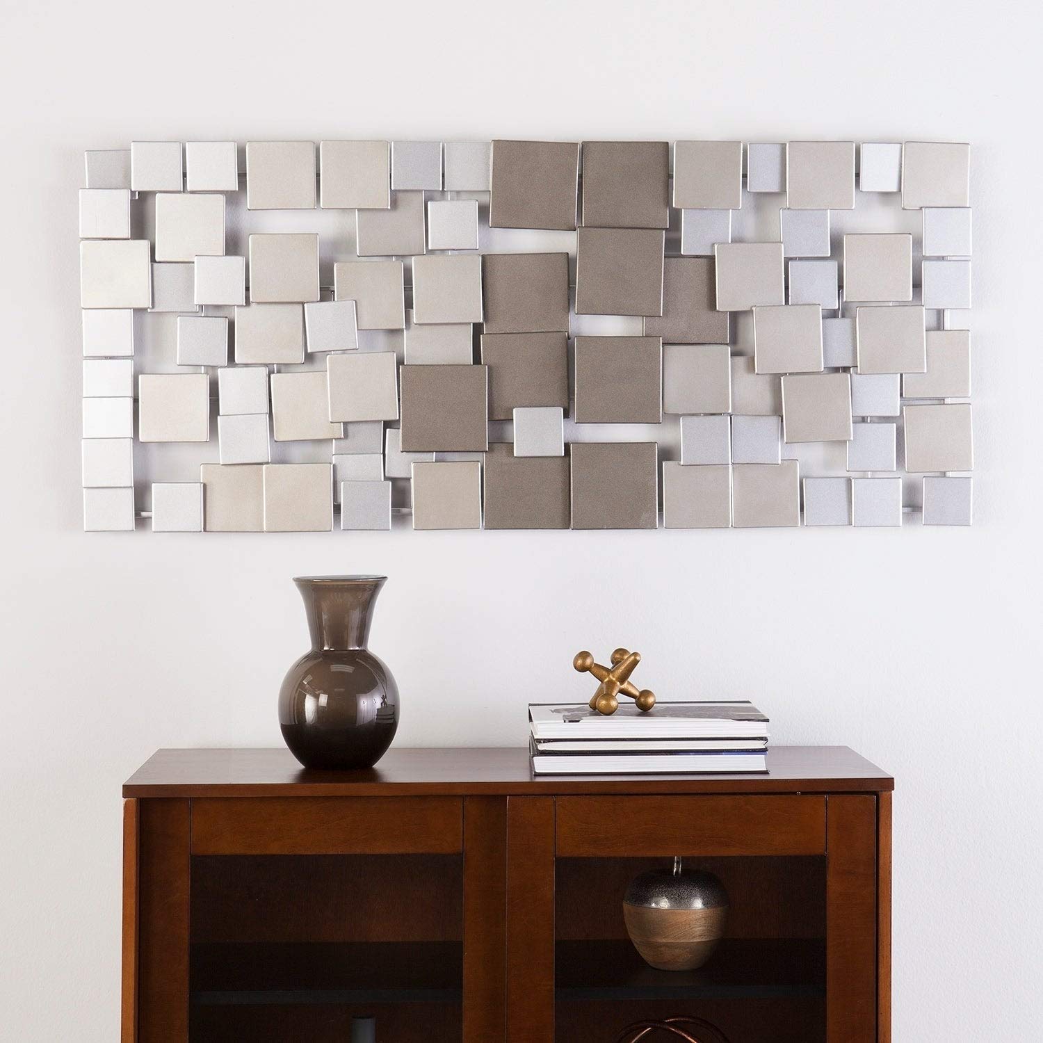 Modern Silver Iron Metal Wall Sculpture - Contemporary Home & Office Decor Art Piece for Living Room, Bedroom, or Workspace