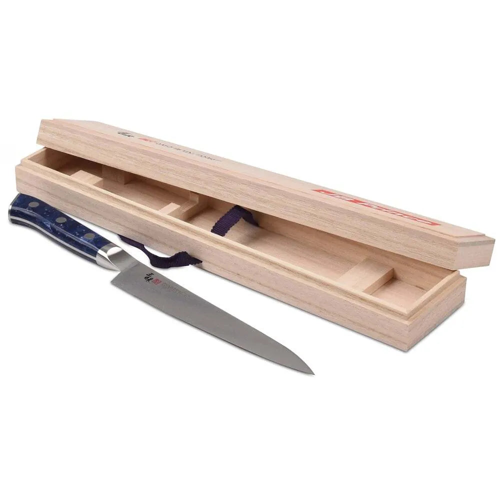 Premium Limited Edition Zanmai Pro Petty Knife - Japanese Kitchen Knife with Elderberry Corian Handle & Wood Gift Box - Perfect for Home Chefs, Cooking Enthusiasts & Professional Culinary Use