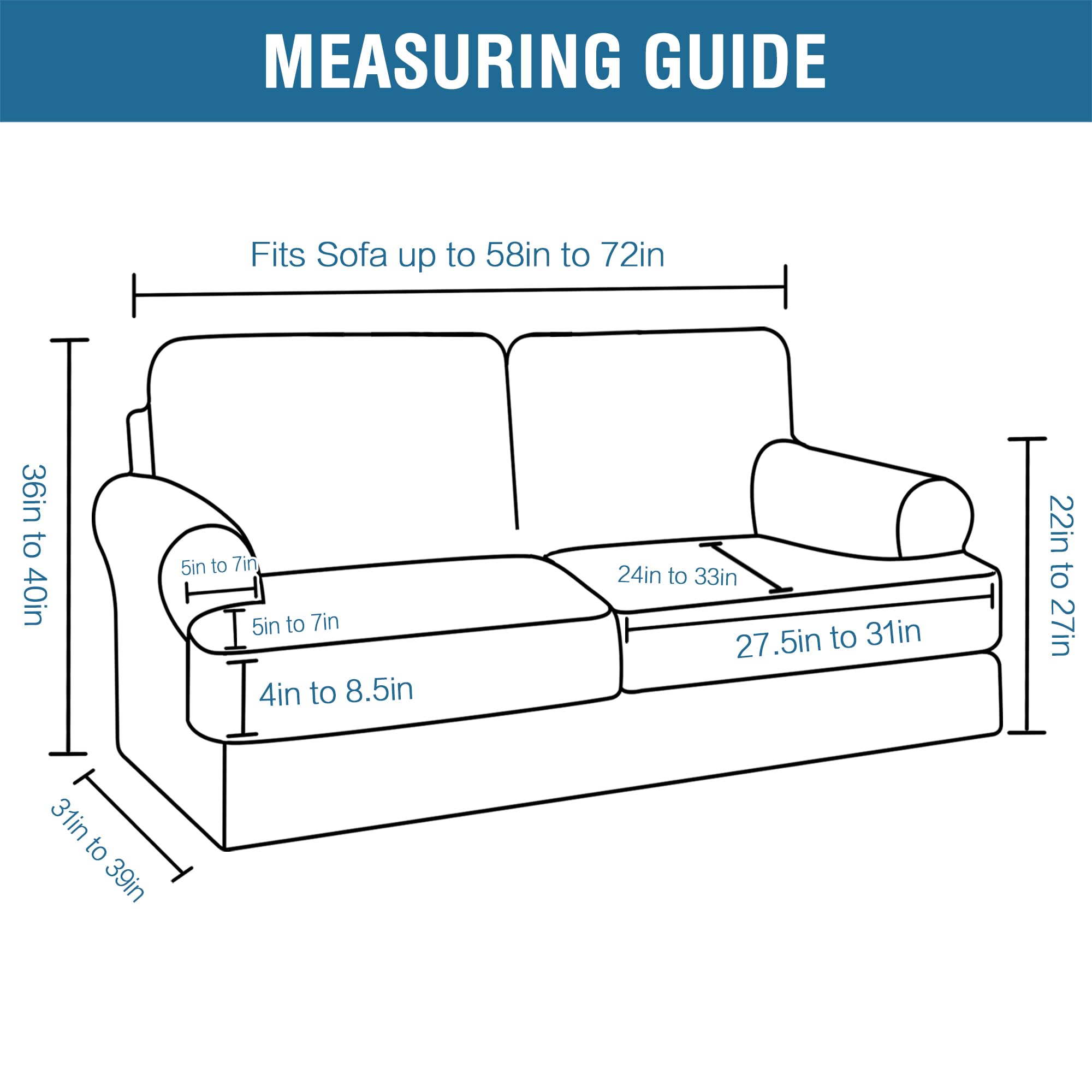 H.VERSAILTEX 3-Piece Velvet Sofa Cover Set – Stretchable T-Cushion Slipcover for Loveseat & 2-Seater Couches, Washable Soft Fabric (Stone Blue) – Perfect for Living Room, Apartment & Home Decor Protection