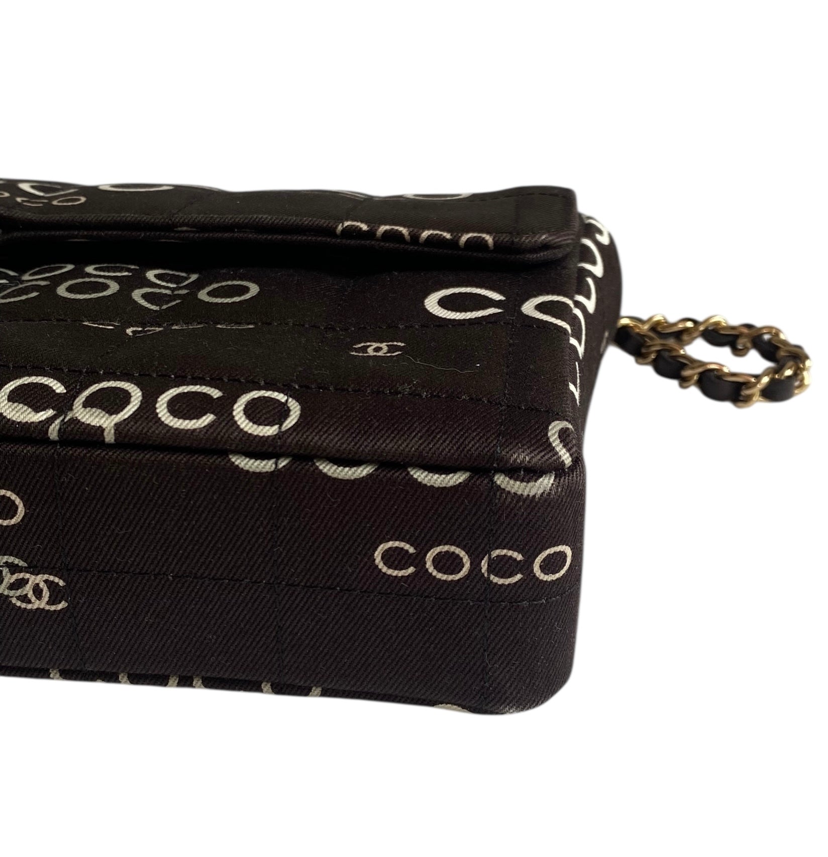 Vintage Chanel Brown Canvas Coco East West Single Flap Bag - Luxury Designer Handbag for Women, Perfect for Everyday Use & Special Occasions