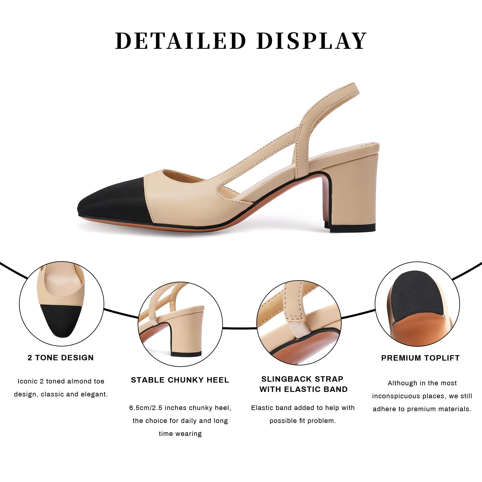 MIRAAZZURRA Women's Chunky Heel Slingback Pumps - Sexy Round Toe Dress Shoes for Wedding, Party & Casual Outfits | Comfortable & Stylish Women's Fashion Heels