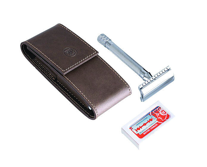 Premium Dovo Straight Razor Set with MK 23001 - Brown Leather Case - Professional Barber Shaving Kit for Men - Perfect for Home Grooming & Classic Wet Shaving Rituals