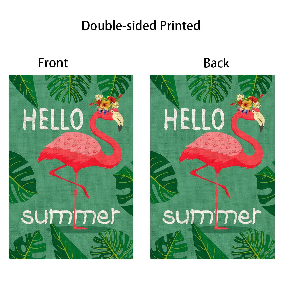 Premium Double-Sided Flamingo Garden Flag 12.5x18 Inch - Tropical Red & Green Palm Leaves Design with Summer Birds - Vertical Outdoor Yard Decor for Farmhouse, Lawn, Patio - Perfect for Summer Parties, Poolside Decor & Tropical Backyard Themes