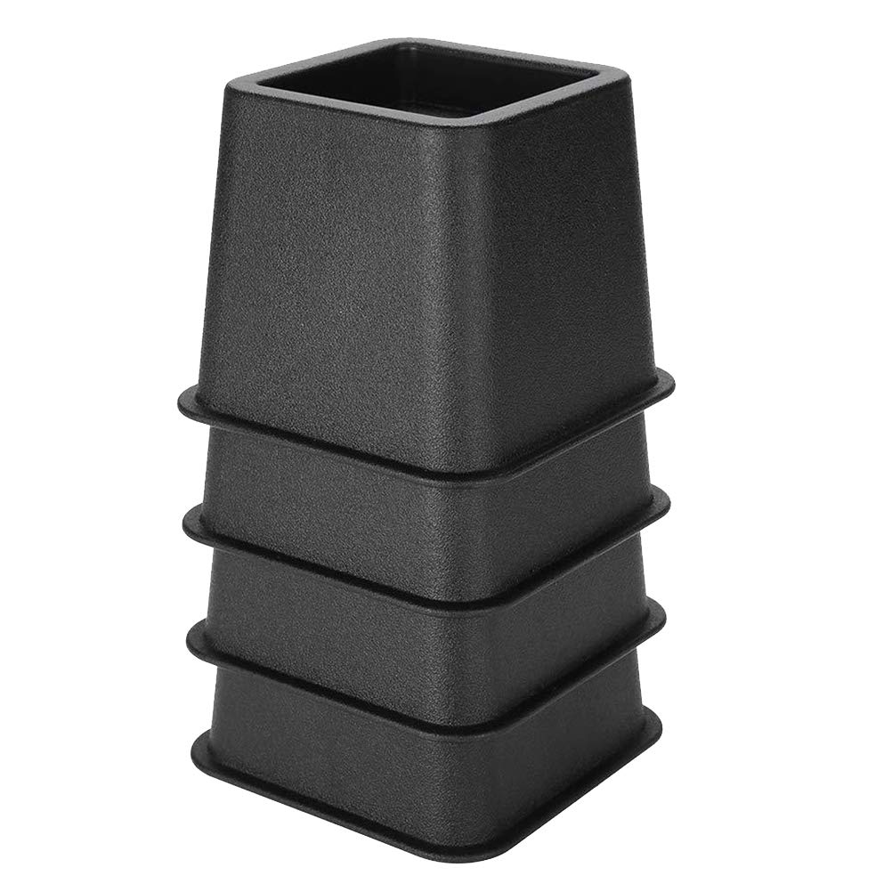 4pcs Heavy Duty Black Bed Risers - Adjustable Bed Frame & Chair Leg Extenders for Sofa, Couch, Table - Carpet Protector & Furniture Support for Home, Dorm, Office Use