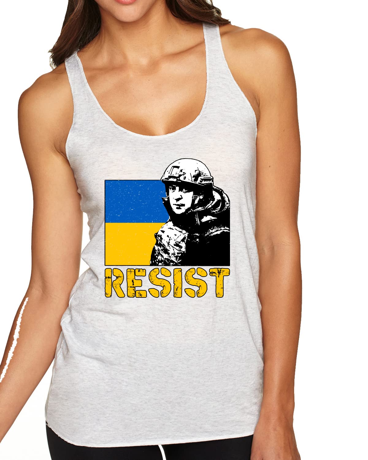 Support Ukraine Zelensky Political Tri-Blend Racerback Tank Top - Comfortable & Stylish for Protests, Rallies & Everyday Wear