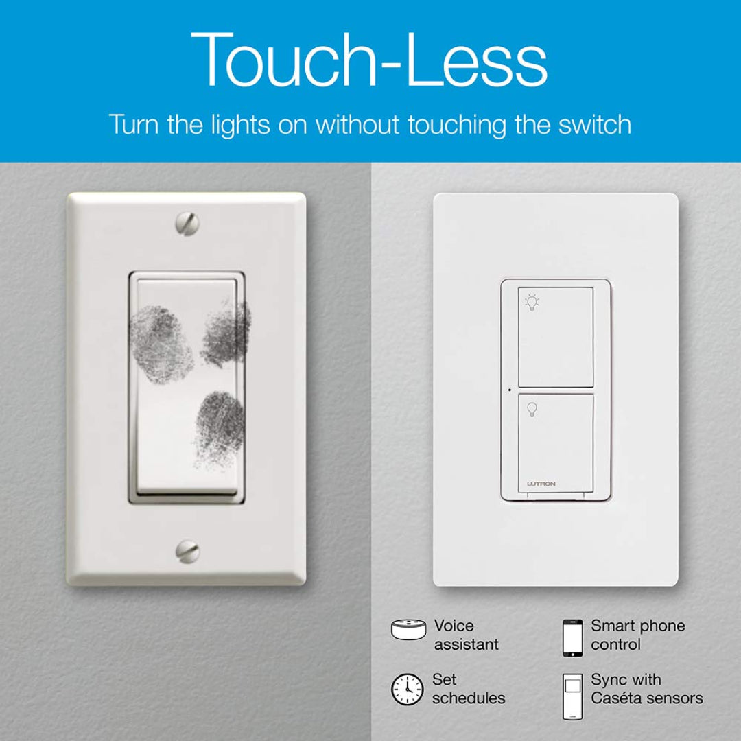 Lutron Caseta Deluxe Smart Dimmer Switch Kit (2-Pack) with Smart Hub | P-BDG-PKG2W | White | Wireless Lighting Control for Home Automation & Smart Home Systems