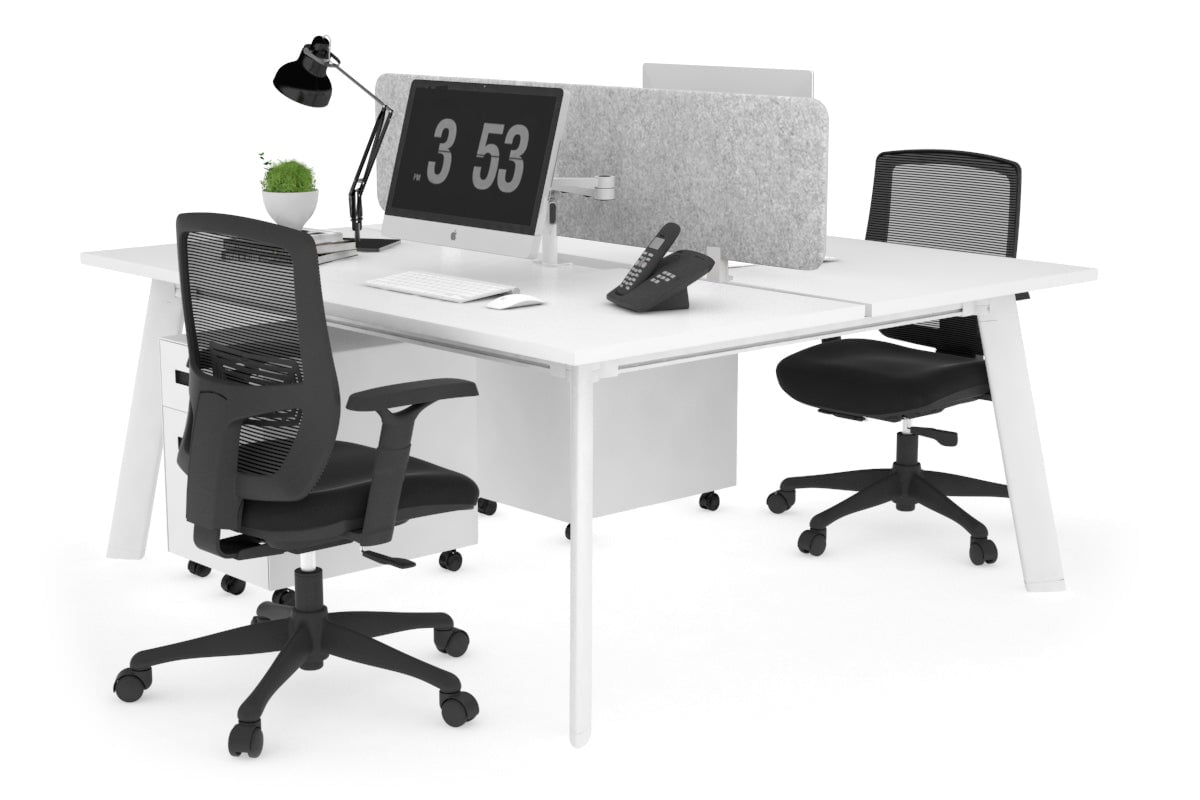 2 Person Workstation with White Frame - 1800L x 800W Switch Desk with Cable Management Scallop for Office & Home Workspace