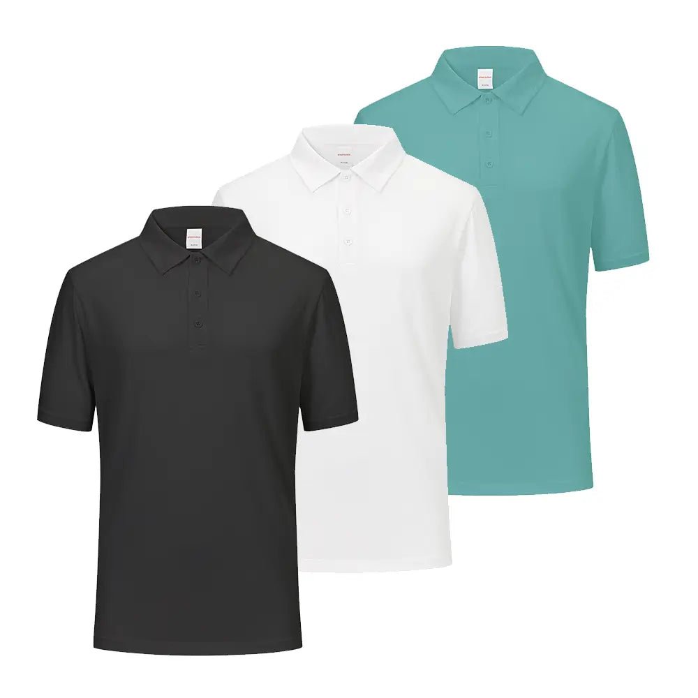3 Pack Moisture-Wicking Performance Short Sleeve Golf Shirts for Men - Breathable Quick-Dry Athletic Polo Tops - Perfect for Golf, Tennis & Casual Wear