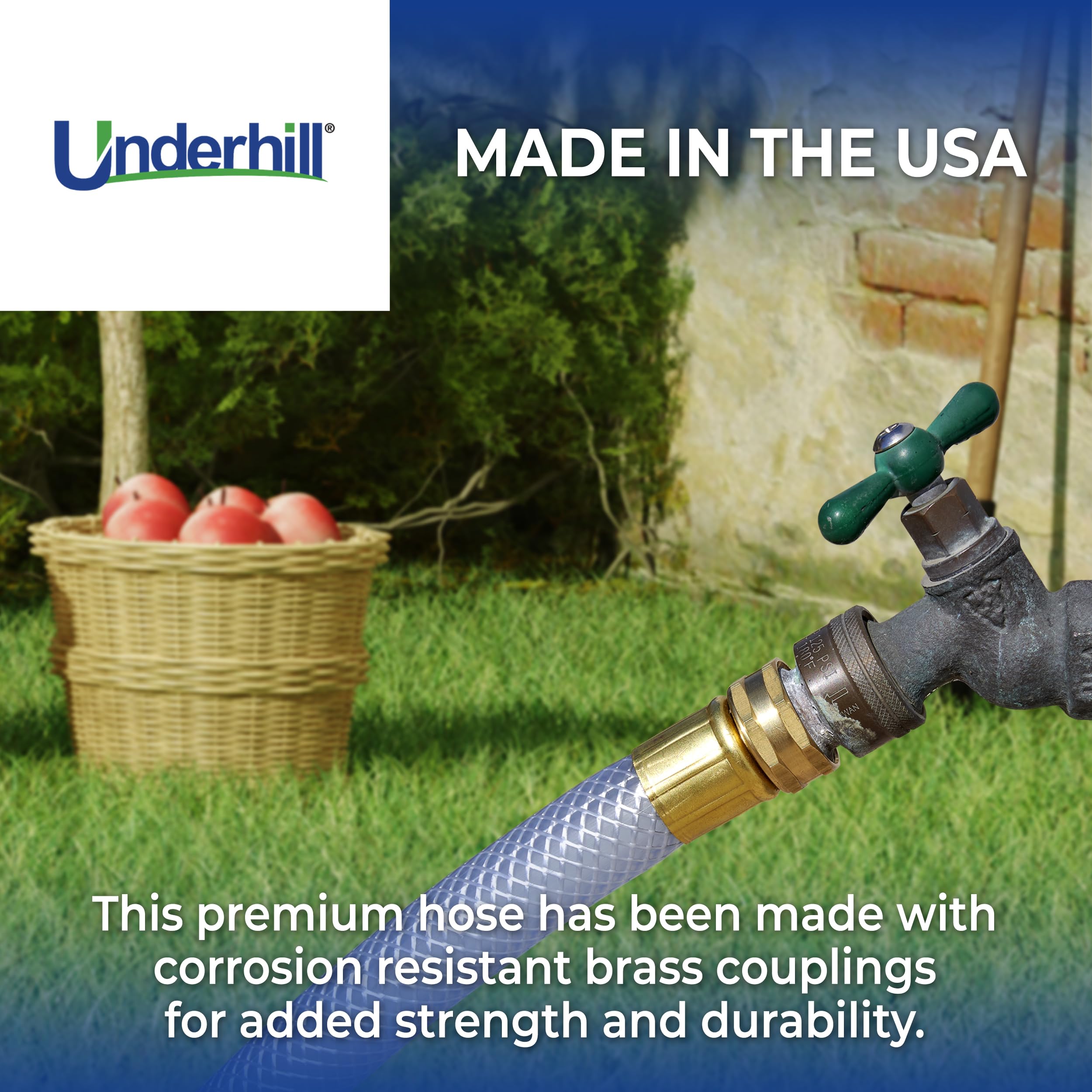 Underhill UltraMax 75 ft Commercial Garden Water Hose - Flexible, Anti-Kink, Non-Conductive, 600 psi, 1 Inch Diameter - Perfect for Lawn Care, Gardening & Outdoor Watering