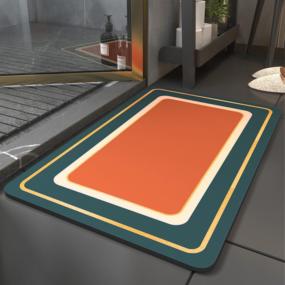 Upgraded Non-Slip Bathroom Mat - Quick Dry Shower Rug for Bath Tub Floor, Anti-Skid Door Carpet (Orange, 40x60cm) - Perfect for Wet Bathroom Floors, Shower Areas & Bathtub Safety