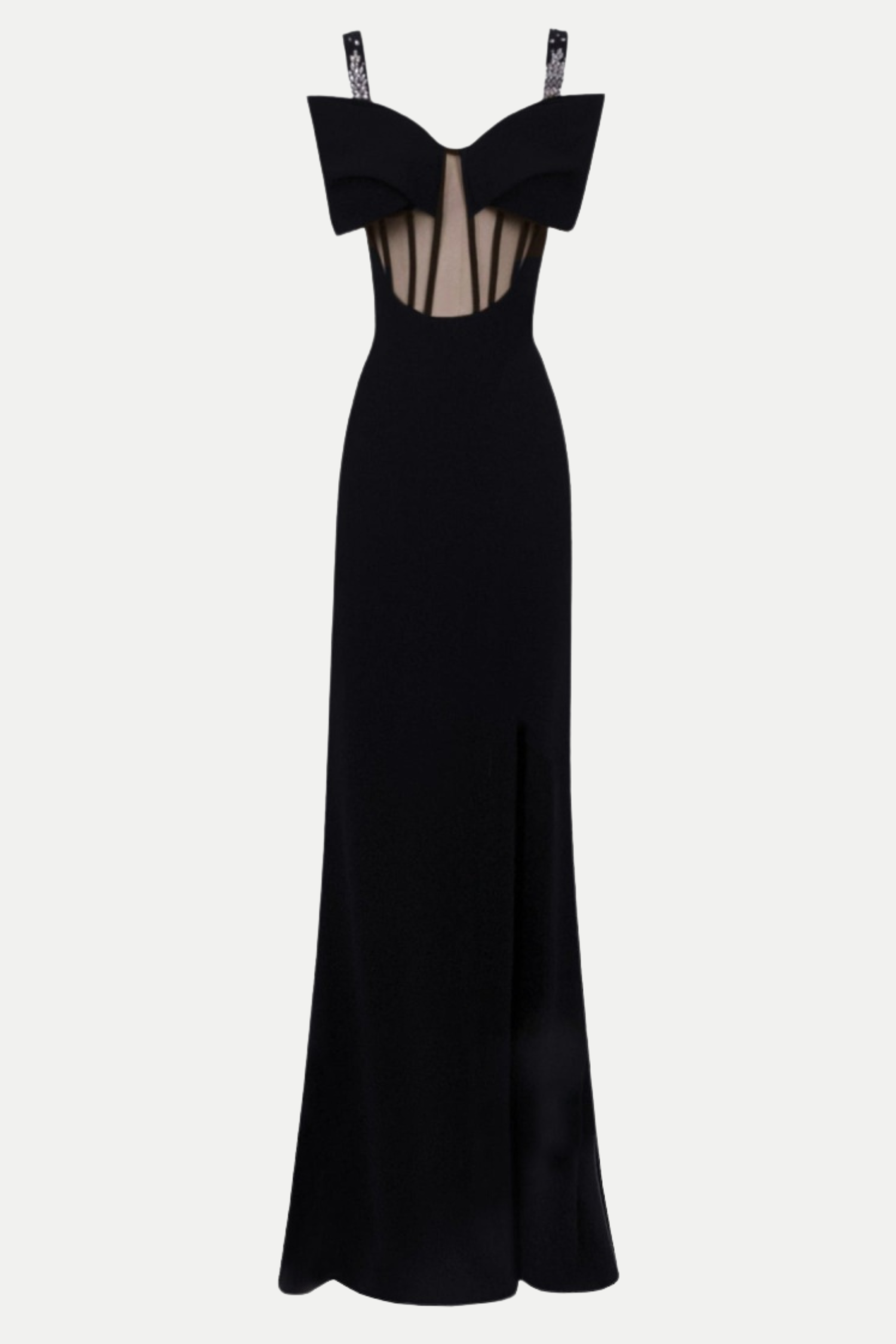 Dancis Black See-Through Corset Maxi Dress for Women - Elegant Evening Gown for Parties, Date Night & Special Occasions