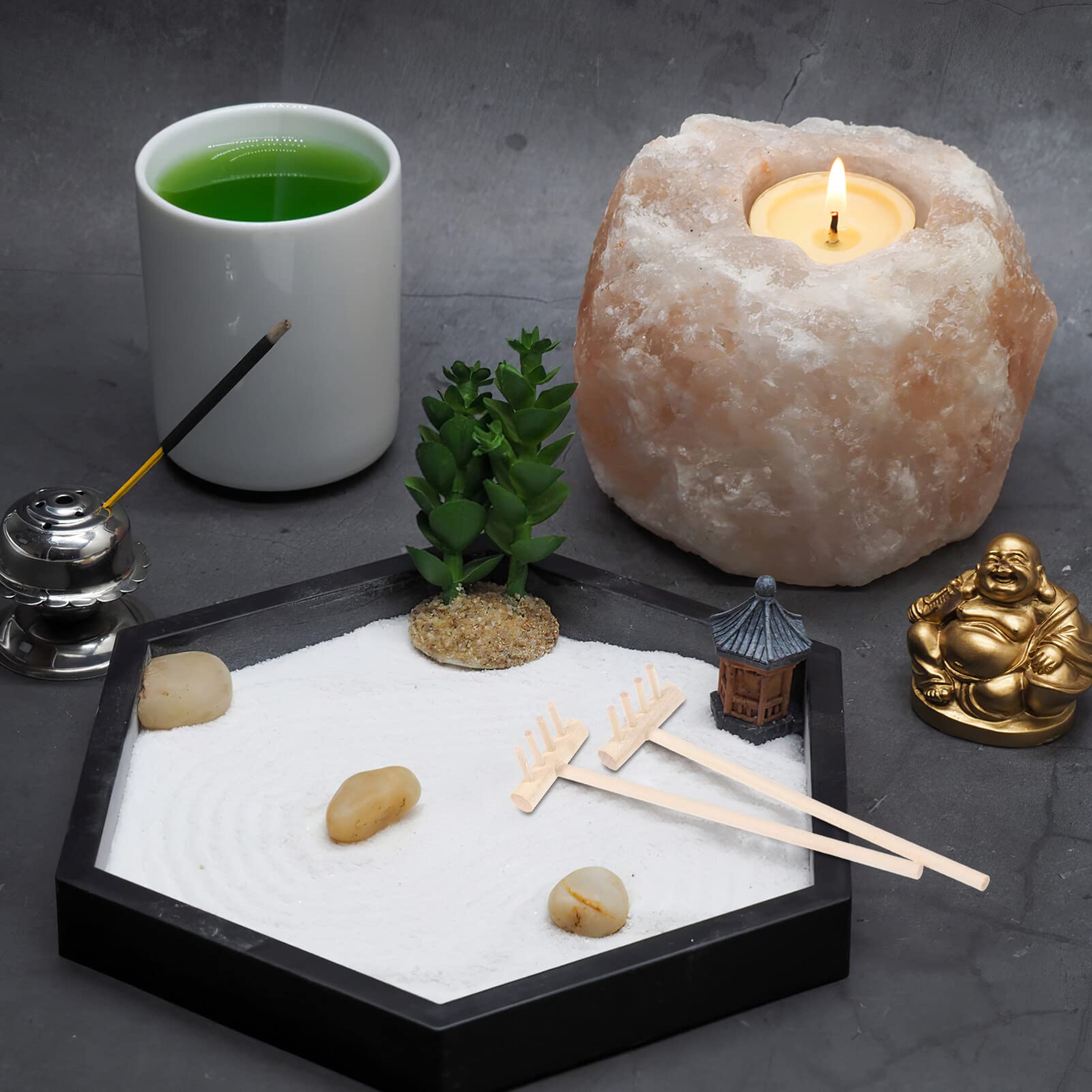12PCS Mini Zen Garden Rake Tools Set - Bamboo Sand Rake for Meditation, Desktop Zen Garden Decor - Perfect for Home Office, Stress Relief & Mindful Relaxation