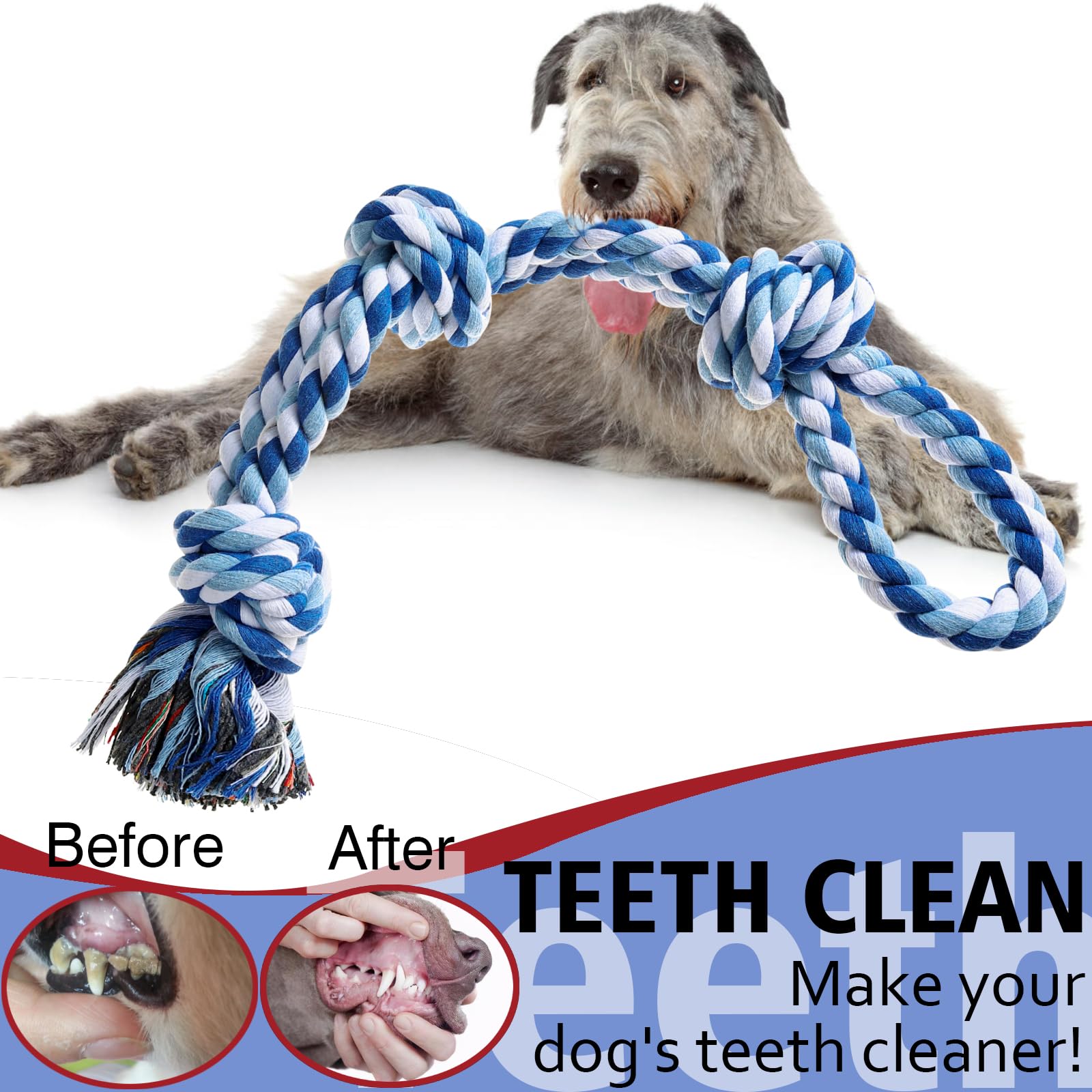 Durable Indestructible Dog Rope Toys for Aggressive Chewers - Tough Puppy Teething Chew Toys for Small to Large Breed Dogs | Dental Cleaning & Tug of War Play | Perfect for Boredom Relief, Training & Interactive Playtime