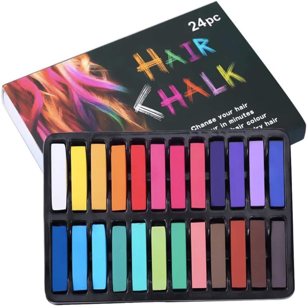 Signature 24 Colors Hair Chalk Kit - Temporary Hair Dye for Vibrant Pastel Colors | Salon-Quality, Non-Damaging & Washable | Perfect for Parties, Festivals, Cosplay & Creative Styling